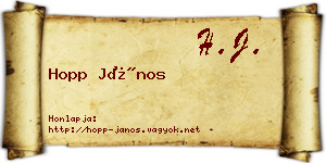 Hopp János névjegykártya
