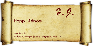 Hopp János névjegykártya